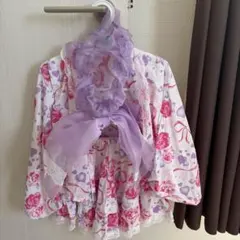 キッズ 浴衣ドレス セパレート 薔薇 ハート柄 パープル
