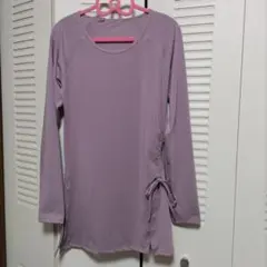 薄紫色 長袖 トップス サイドリボン/Mサイズ