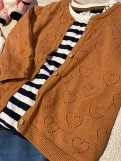 H&M 86㎝ 上のみ　ロンT ボーダー　花柄　ハートカーディガン　3着セット‼︎