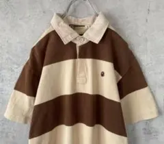 NIGO期A BATHING APE ラガー ポロシャツ M ブラウン ボーダーのサムネイル