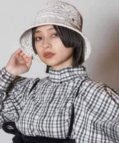 CA4LA レース編み バケットハット ホワイト