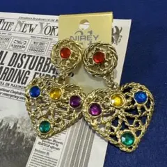 ヴィンテージ アクセサリー　ゴールド　マルチカラー　イヤリング　カラフル