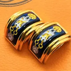 希少✨HERMES✨エルメス エマイユ 七宝焼 Hデザイン ゴールド 