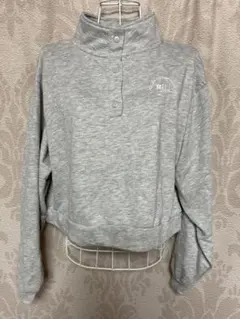 グレー ハーフジップショート丈スウェット