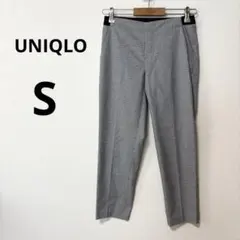 美品 UNIQLO S 千鳥格子 チェック アンクルパンツ テーパードパンツ