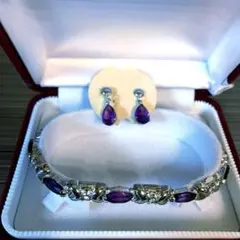 2月誕生石　アメジスト ブレスレット ピアスセット