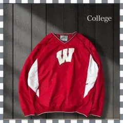 5752/ウィスコンシン大学カレッジチーム刺繍ロゴ ナイロンプルオーバーXL
