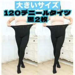 ２枚セット大きいプラスサイズ 120デニール ブラック 黒 タイツ レディース