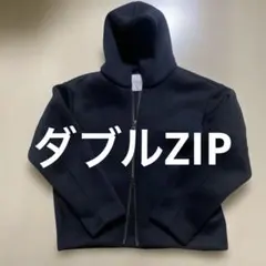 リヴドロワ　ダブルジップダンボールパーカー　黒のサムネイル