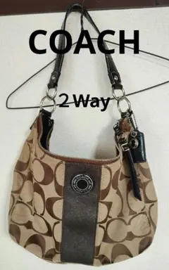 COACH　シグネチャー柄キャンバス　ショルダーバッグ　2Way