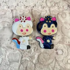 ヴィンテージ　昭和　レトロポップ　猫　リス　アニマル　動物　ブローチ　セット