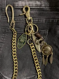 ウォレットチェーン アメカジ 喜平 カラビナ ヴィンテージ 編み込み イーグル