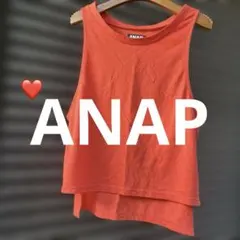 ANAP❤️前後アシンメトリータンクトップレッドノースリーブカットソー薄手トップスのサムネイル