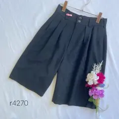 ルーセント　ショートパンツ　ウール100% タックパンツ　ハーフパンツ　ネイビー