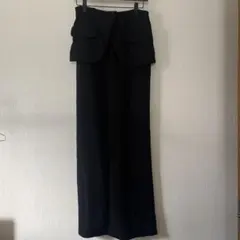 SHEIN ブラック ワイドパンツ フラップポケット付き