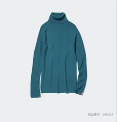 ユニクロ　メリノリブタートルネックセーター ブルーグリーン　Mのサムネイル
