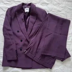 ZARA ジャケット パンツ セットアップ パープル 紫 昭和レトロ風