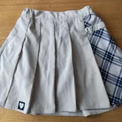 ベージュ チェック柄 プリーツスカート　150