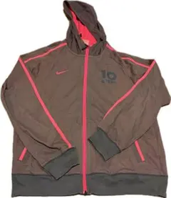 Nike メッシュパーカー L ブラウン フルジップ 袖色褪せあり