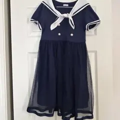 アクシーズファム ネイビー セーラー襟 半袖ワンピース 130cm