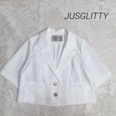 JUSGLITTY ハーフスリーブ　ライトジャケット　白　サイズ1のサムネイル
