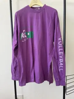 vintage古着屋購入　イラスト 長袖Tシャツ パープル