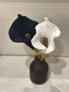 ハンドメイド かぎ針編み カラーの花 2本セット