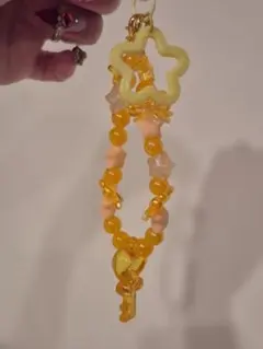 かわいいオレンジ色のビーズのバッグチャーム/携帯ストラップ