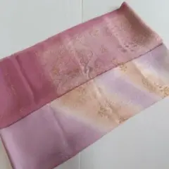 丹後ちりめん 花柄 金糸刺繍 帯揚げ ピンク 藤色 紫系