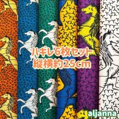 好評★アフリカ布 ハギレ 生地 6枚セット エスニック アフリカン プリント　馬