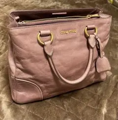 Miumiu 可愛いピンクレザー ハンドバッグ！ミュウミュウプラダPrada