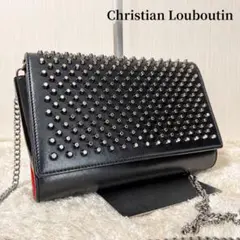 ✨美品✨ルブタン チェーンウォレットスタッズ パネトーネ レザー 黒のサムネイル