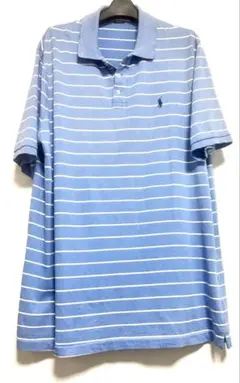 Ralph Lauren ポロシャツ ボーダー 刺繍ロゴ polo 柔らかいXLのサムネイル