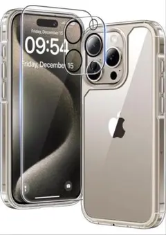 iPhone 15 Pro用ケース 保護フィルム2枚 カメラフィルム2枚