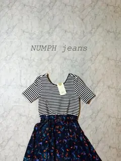 【新品】NUMPH ニンフ　ボーダー×総柄ワンピースのサムネイル