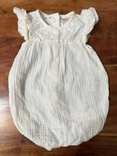 ホワイト フリル付きツーウェイドレスオール 1.3(62cm)