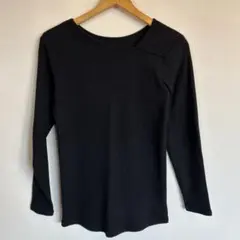 ライトオン　アシメカット　長袖Ｔシャツ　ブラック リブ編みのサムネイル