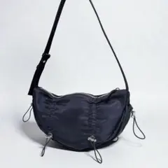 【ZARA】 ショルダーバッグ 月型 ナイロン ギャザー Y2K ブラック ミニ