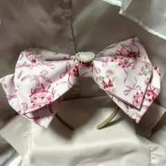 【ハンドメイド/翌日発送】ロリィタ 量産型 ビジュー付きリボンカチューシャ