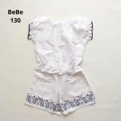 新品 BeBe ペイズリープリント ブラウス ショートパンツ 130