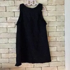 ZARAキッズ ツイード調 ノースリーブワンピース ブラック140