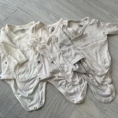 H&M オーガニックコットン　ボディスーツ　肌着　新生児　前開き　60 ベージュ