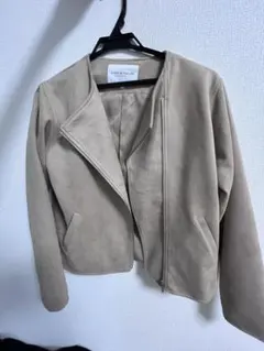 A DAY IN THE LIFE ベージュレザーライダースジャケット 36