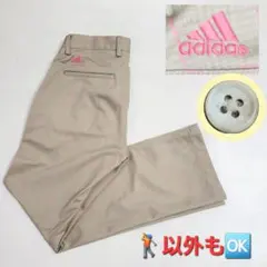 【美品】adidas パンツ　ゴルフ　メンズ　チェック柄 ベージュ　ロゴ刺繍