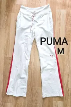 【PUMA】 レディース　トレーニングパンツ M ホワイト/レッド