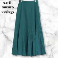 アースミュージック＆エコロジー　フレアスカート　ロング丈　ウエストゴム　グリーン