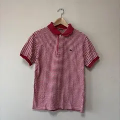 希少 ビンテージ ラコステ ボーダー ポロシャツ 赤 白 レトロ 古着