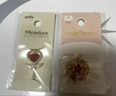 セリアamifa ミニチュアステッキ ＆ CRAFTPARTS 魔法陣レッド