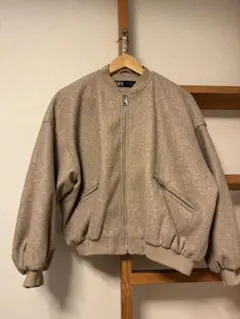 ZARA 】ザラ プラッシュボンバージャケット ベージュ L オーバーサイズ