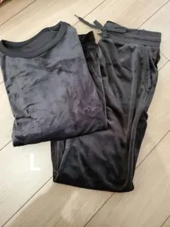 しまむら ルームウェア ベロア L ブラック